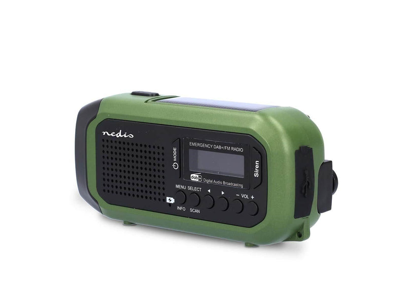 Nedis Emergency radio - DAB+/FM - Dynamo - Solar- 2500mAh Powerbank - DAB+/FM - Mono - Grün