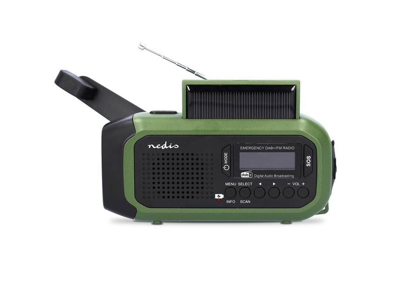 Nedis Emergency radio - DAB+/FM - Dynamo - Solar- 2500mAh Powerbank - DAB+/FM - Mono - Grün
