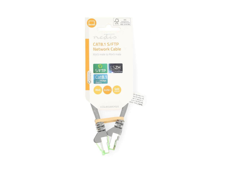 Nedis Cat 8.1 Network Cable | S/FTP | RJ45 Male | RJ45 Male - Grau - 0.25 meter