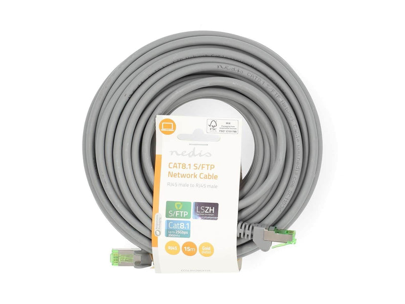 Nedis Cat 8.1 Network Cable | S/FTP | RJ45 Male | RJ45 Male - Grau - 15 meter