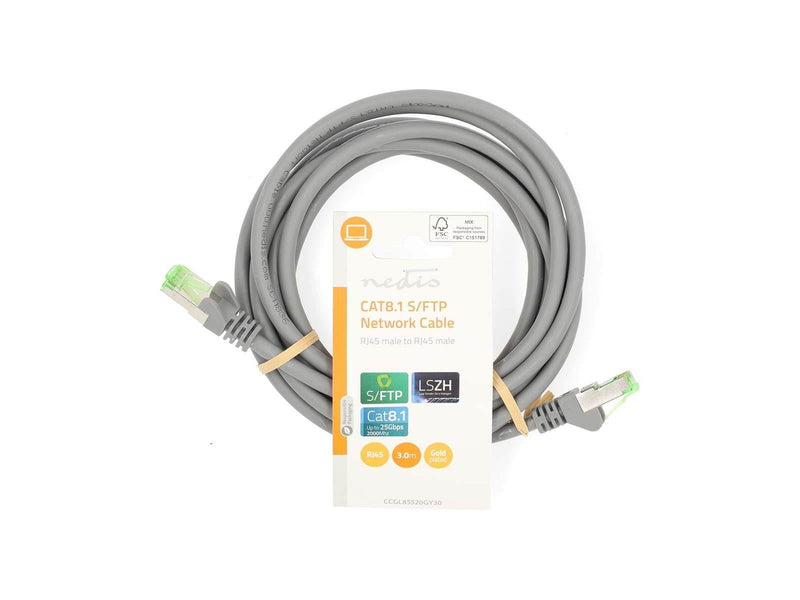 Nedis Cat 8.1 Network Cable | S/FTP | RJ45 Male | RJ45 Male - Grau - 3 meter