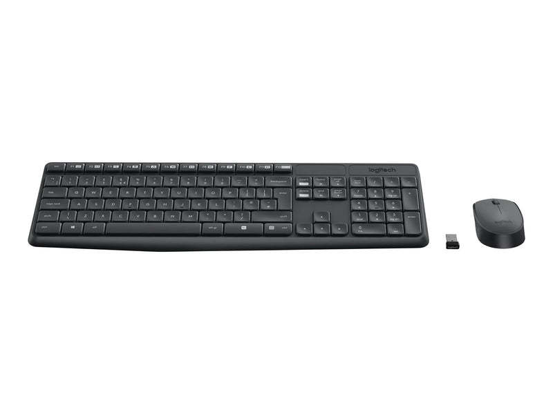 Logitech MK235 - keyboard and mouse set - English - Europe Input Device - Tastatur & Maus Set - Englisch - Grau
