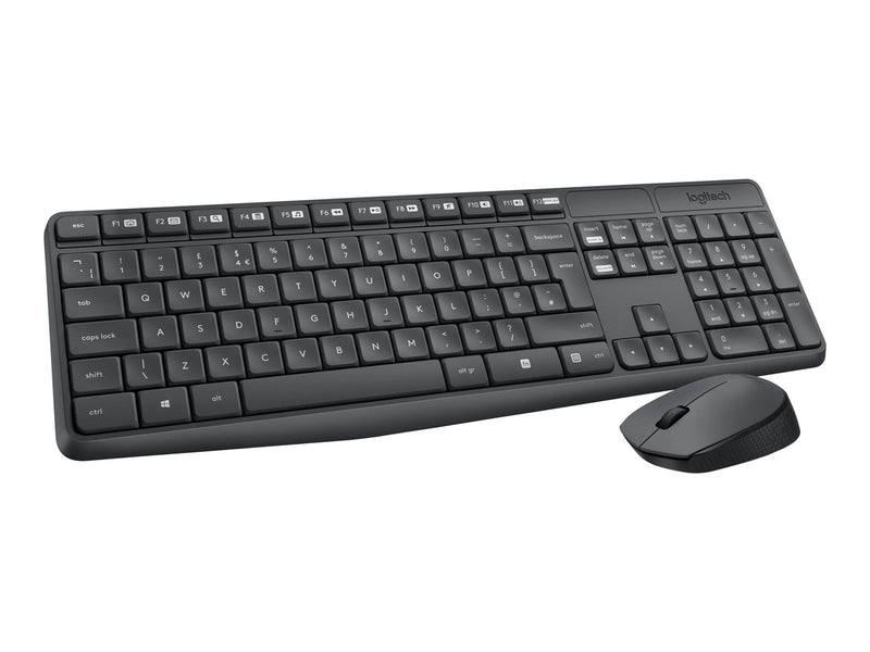 Logitech MK235 - keyboard and mouse set - English - Europe Input Device - Tastatur & Maus Set - Englisch - Grau