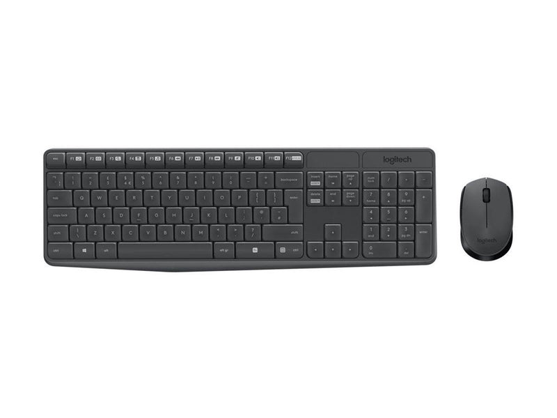 Logitech MK235 - keyboard and mouse set - English - Europe Input Device - Tastatur & Maus Set - Englisch - Grau