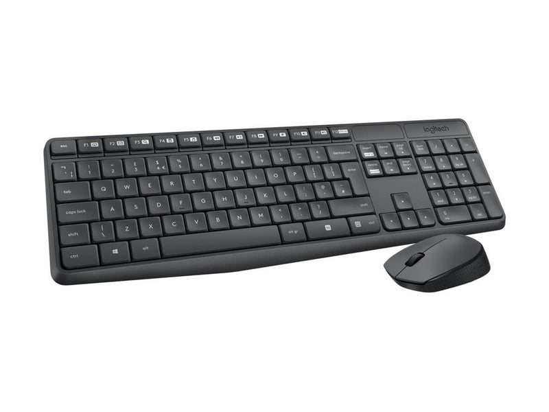 Logitech MK235 - keyboard and mouse set - English - Europe Input Device - Tastatur & Maus Set - Englisch - Grau