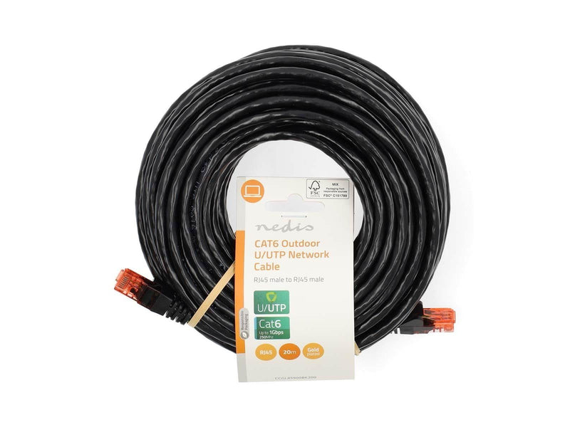 Nedis CAT6 Network Cable | RJ45 Male | RJ45 Male | U/UTP | 20.0 m - Schwarz - 20 meter