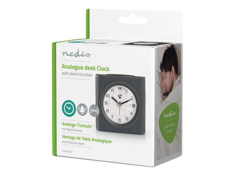 Nedis - alarm clock - quartz - desktop - grey white