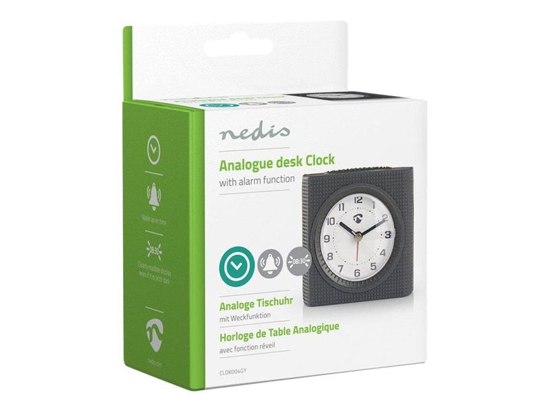 Nedis - alarm clock - quartz - desktop - grey white