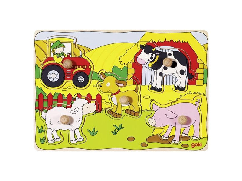 Goki - On the farm Lift out puzzle - (57589) Holz