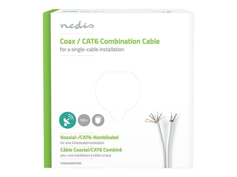 Nedis Coax / CAT6 Combination Cable - bulk aerial/network cable - 50 m