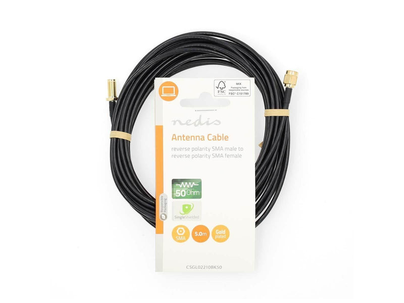 Nedis SMA Cable | RP SMA Male | RP SMA Female | Gold Plated | 50 Ohm