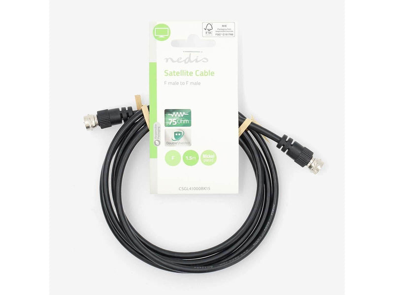 Nedis Satellite & Antenna Cable | F Male | F Male | Nickel Plated | 75 Ohm