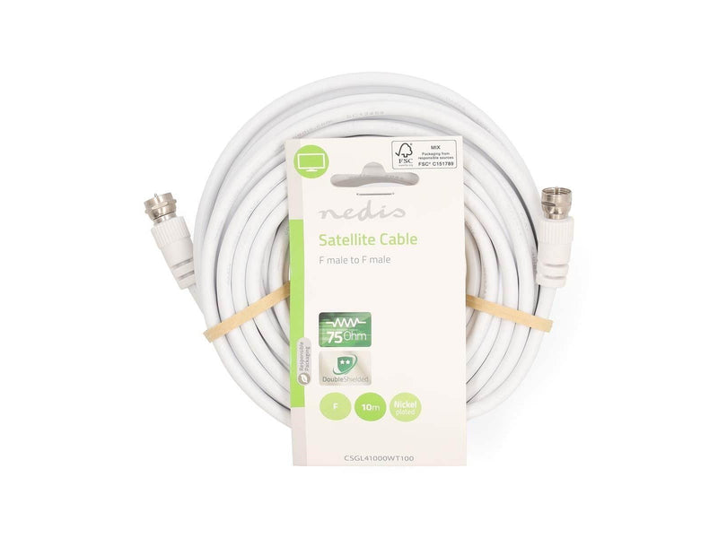 Nedis Satellite & Antenna Cable | F Male | F Male | Nickel Plated | 75 Ohm