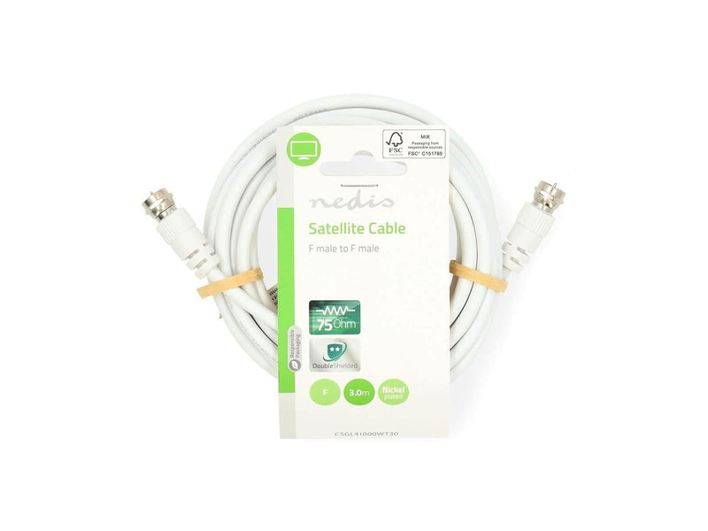 Nedis Satellite & Antenna Cable | F Male | F Male | Nickel Plated | 75 Ohm