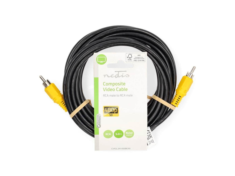 Nedis Composite Video Cable | Nickel Plated | 480p | 5.00 m | Round | PVC | Black