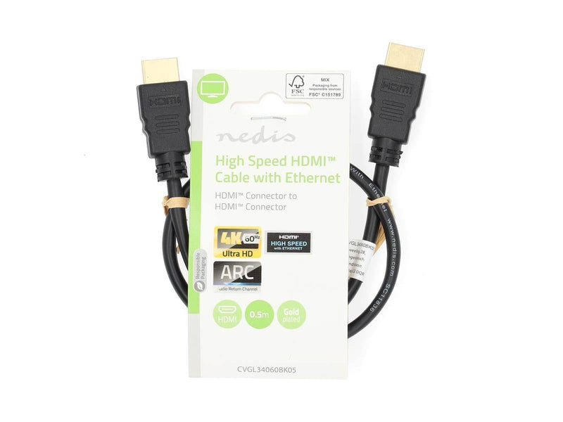 Nedis High Speed HDMI Cable with Ethernet | 4K@60Hz | ARC | 18 Gbps | 0.50 m