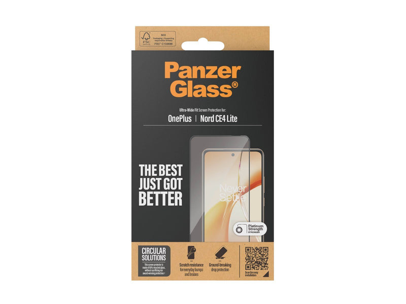 PanzerGlass Screen Protector w. Black Frame OnePlus Nord CE4 Lite | Ultra-Wide Fit