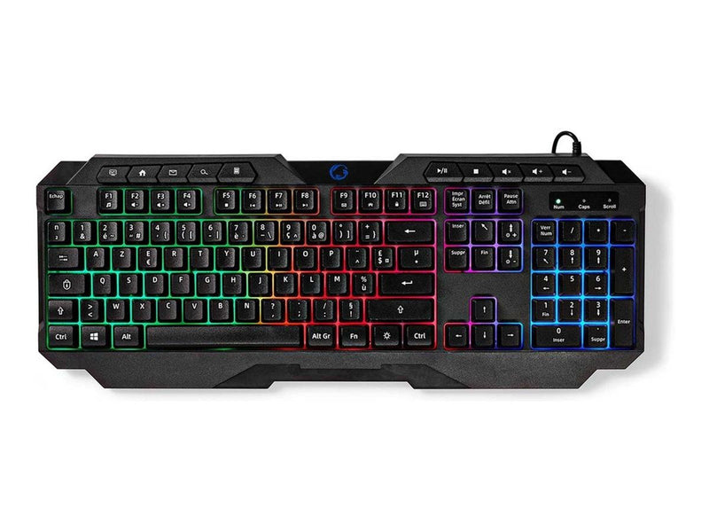 Nedis - keyboard - wired gaming - AZERTY - French - black - Gaming Tastaturen - Französisch - Schwarz