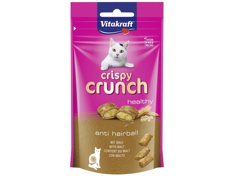 Vitakraft - Crispy Crunch anti hairball snack for cats with malt container 60g