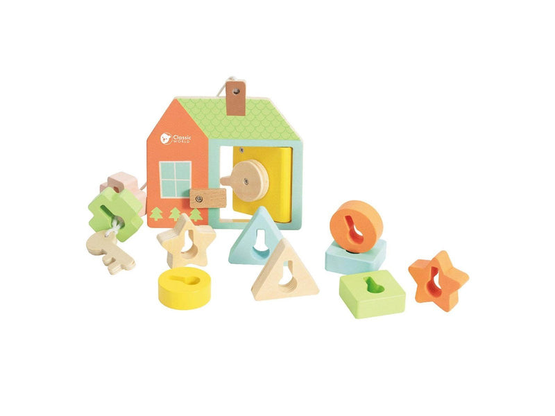 Classic World Wooden Lock Opening Shape Game 11 pcs.