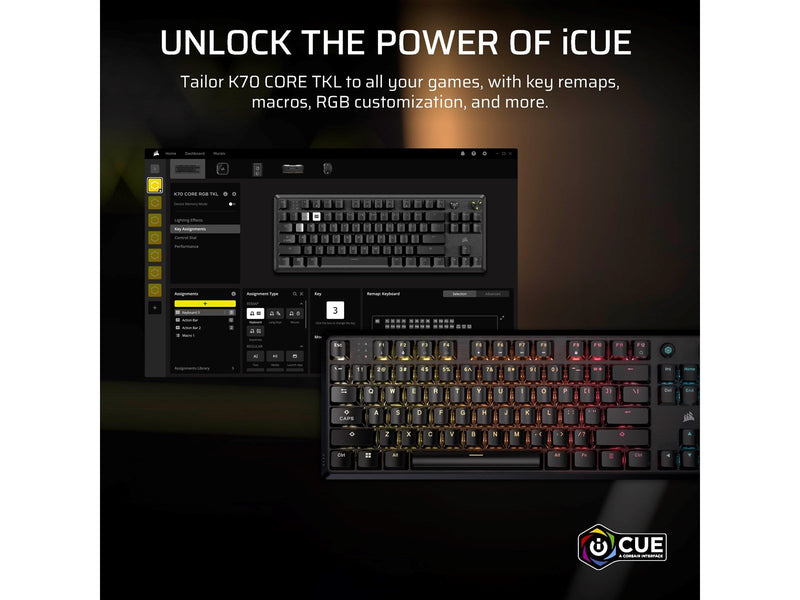 Corsair K70 Core TKL - Gaming Tastaturen - Englisch - US - Schwarz