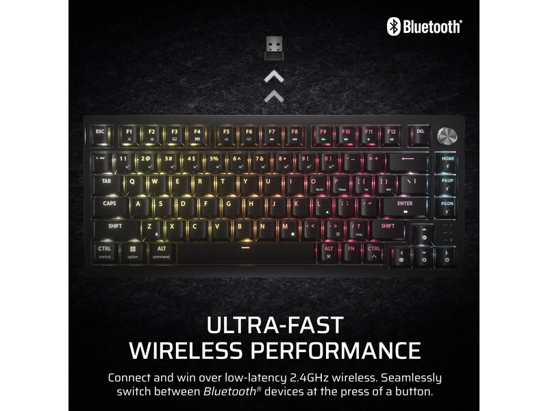 Corsair K65 Plus Wireless 75% - MLX Fusion - Gaming Tastaturen - ohne Numpad - Englisch - US - Schwarz
