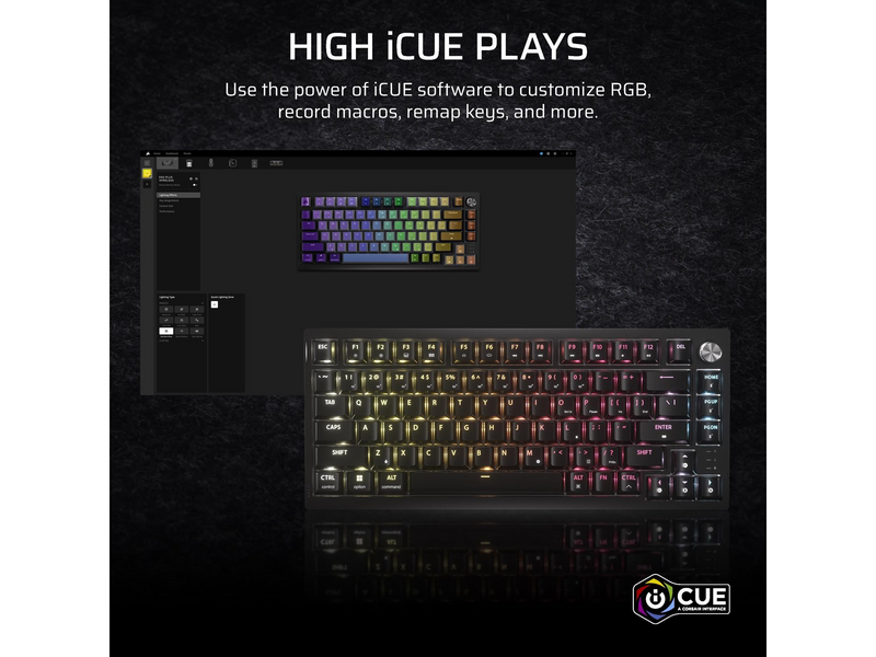 Corsair K65 Plus Wireless 75% - MLX Fusion - Gaming Tastaturen - ohne Numpad - Englisch - US - Schwarz