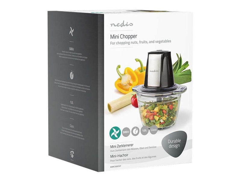 Nedis Mixer KAMC300CGY - chopper - black / silver - 500 W