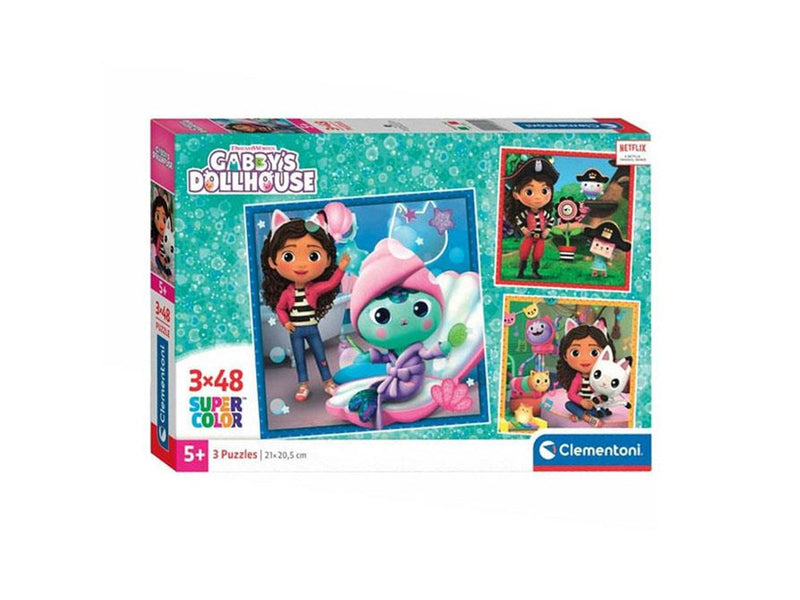 Clementoni Jigsaw Puzzle Super Color Square Gabby's Dollhouse II 3x48pcs. Boden
