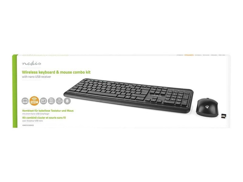 Nedis - keyboard and mouse set - QWERTZ - German - black Input Device - Tastatur & Maus Set - Deutsch - Schwarz