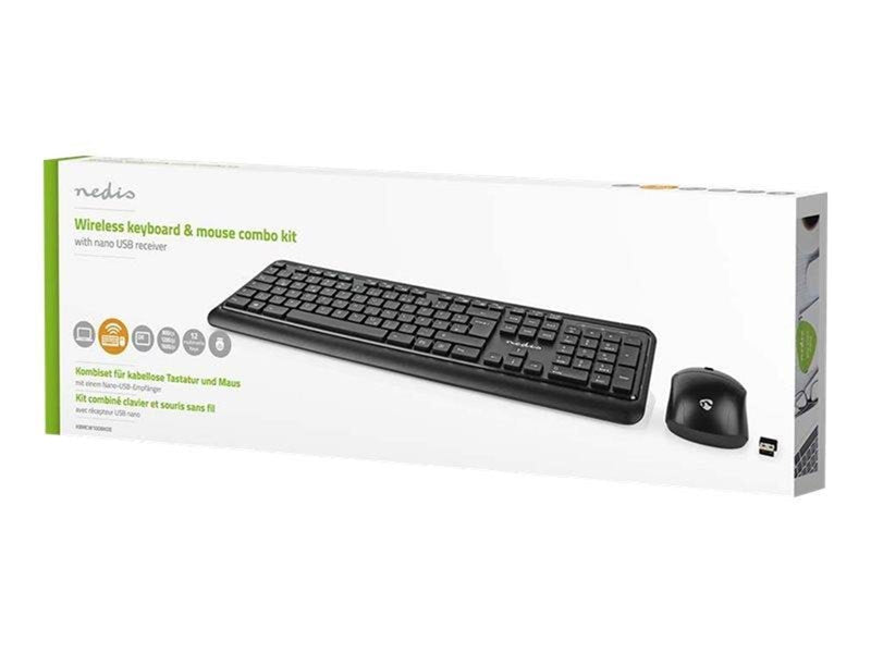 Nedis - keyboard and mouse set - QWERTZ - German - black Input Device - Tastatur & Maus Set - Deutsch - Schwarz