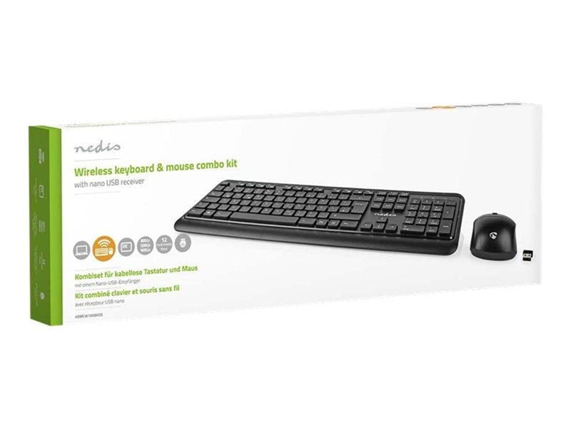 Nedis - keyboard and mouse set - QWERTZ - German - black Input Device - Tastatur & Maus Set - Deutsch - Schwarz