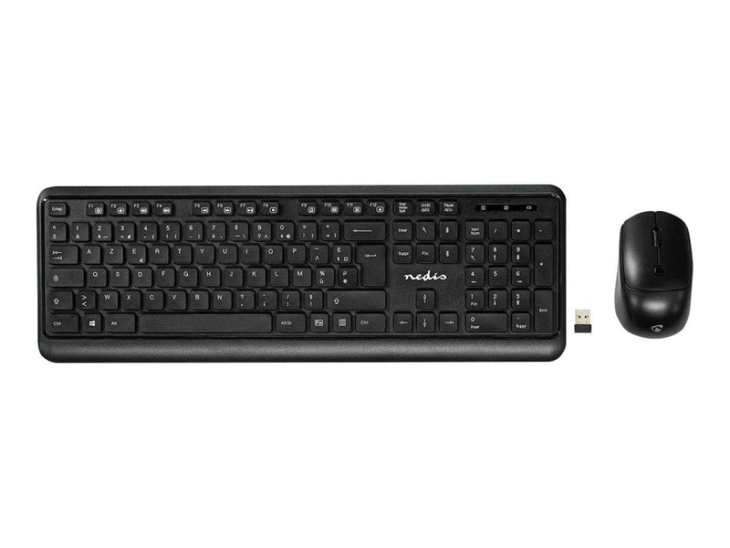 Nedis - keyboard and mouse set - AZERTY - French - black - Tastatur & Maus Set - Französisch - Schwarz