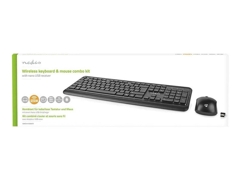 Nedis - keyboard and mouse set - AZERTY - French - black - Tastatur & Maus Set - Französisch - Schwarz