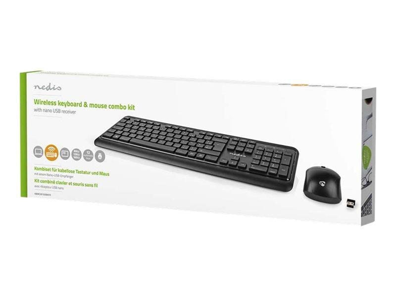 Nedis - keyboard and mouse set - AZERTY - French - black - Tastatur & Maus Set - Französisch - Schwarz