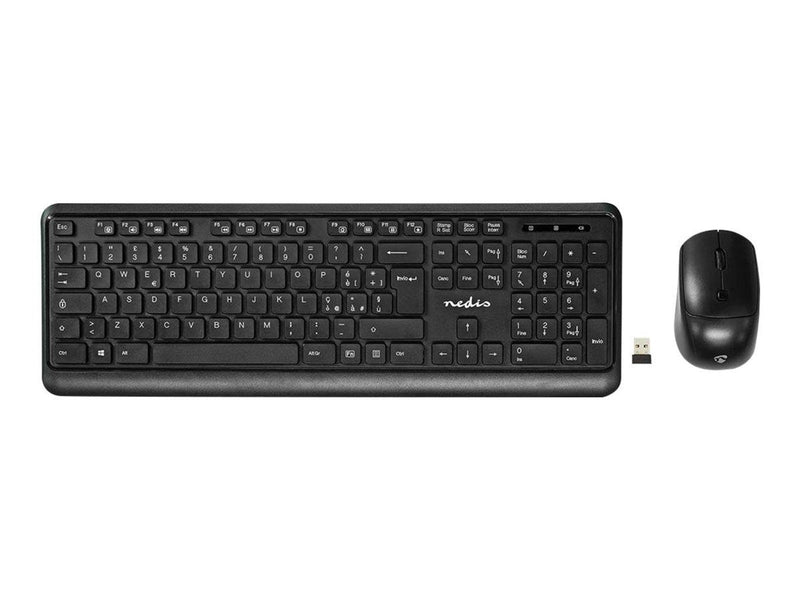 Nedis - keyboard and mouse set - QWERTY - Italian - black - Tastatur & Maus Set - Italienisch - Schwarz
