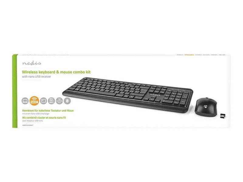 Nedis - keyboard and mouse set - QWERTY - Italian - black - Tastatur & Maus Set - Italienisch - Schwarz