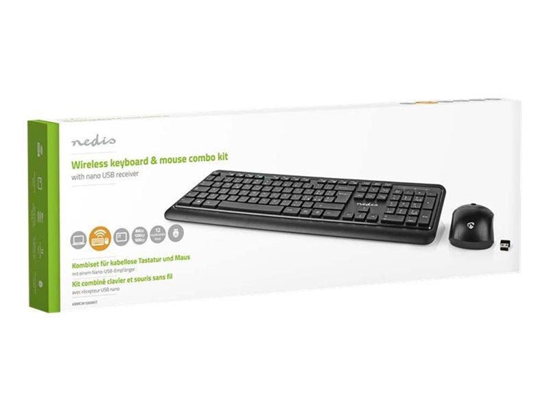 Nedis - keyboard and mouse set - QWERTY - Italian - black - Tastatur & Maus Set - Italienisch - Schwarz