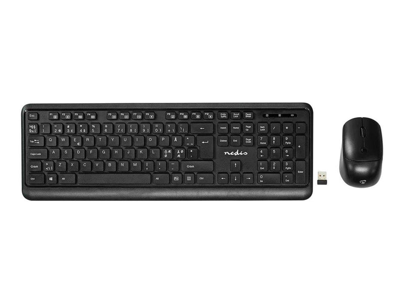 Nedis - keyboard and mouse set - QWERTY - Nordic - black - Tastatur & Maus Set - Nordisch - Schwarz