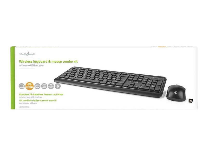 Nedis - keyboard and mouse set - QWERTY - Nordic - black - Tastatur & Maus Set - Nordisch - Schwarz