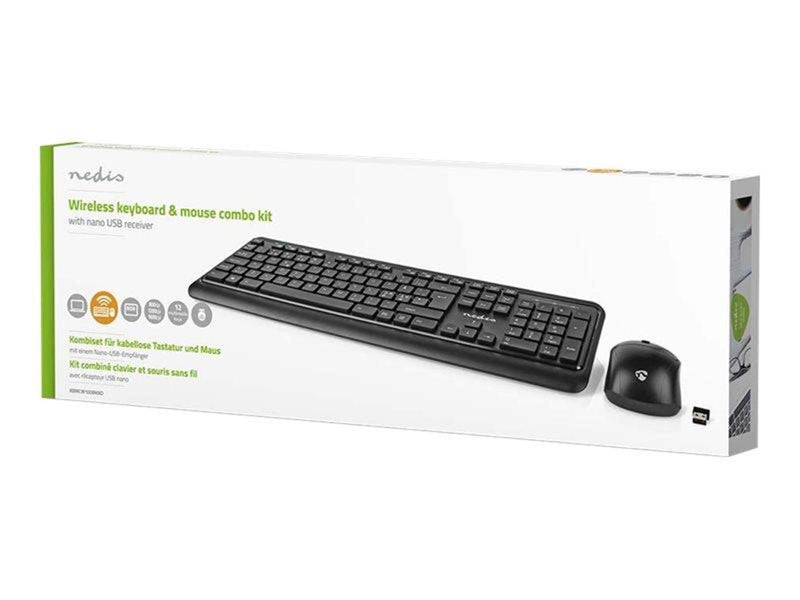 Nedis - keyboard and mouse set - QWERTY - Nordic - black - Tastatur & Maus Set - Nordisch - Schwarz