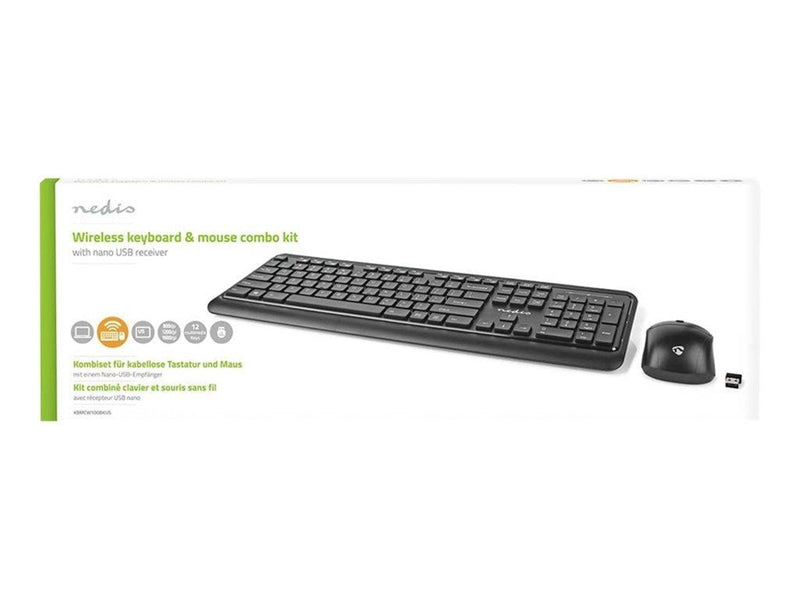Nedis - keyboard and mouse set - QWERTY - US - black - Tastatur & Maus Set - Englisch - US - Schwarz