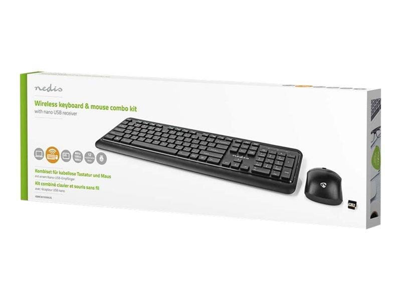 Nedis - keyboard and mouse set - QWERTY - US - black - Tastatur & Maus Set - Englisch - US - Schwarz