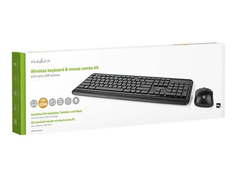 Nedis - keyboard and mouse set - QWERTY - US - black - Tastatur & Maus Set - Englisch - US - Schwarz