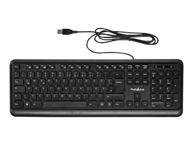 Nedis - keyboard - QWERTZ - German - black - Tastaturen - Deutsch - Schwarz