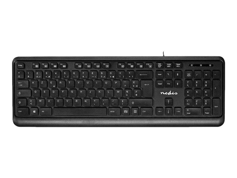 Nedis - keyboard - AZERTY - French - black - Tastaturen - Französisch - Schwarz