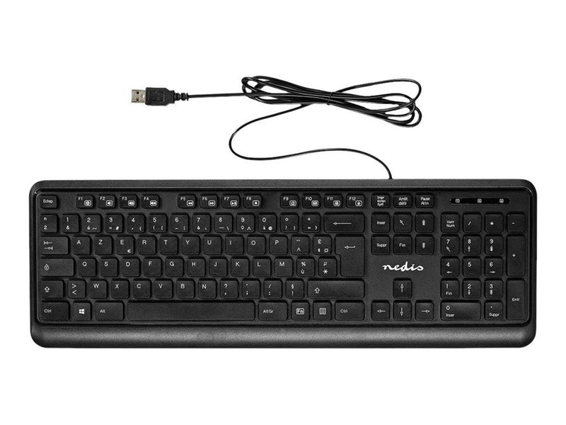 Nedis - keyboard - AZERTY - French - black - Tastaturen - Französisch - Schwarz