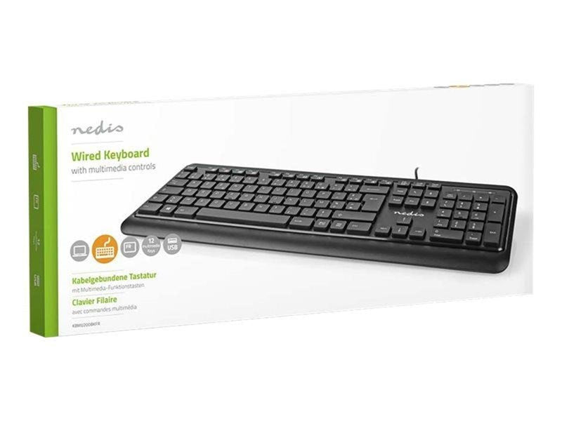 Nedis - keyboard - AZERTY - French - black - Tastaturen - Französisch - Schwarz