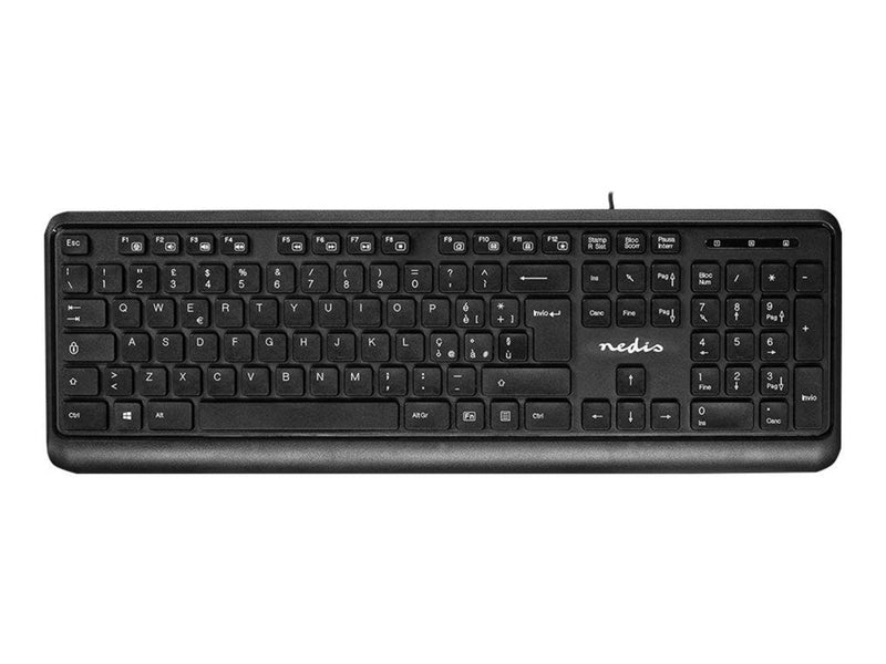 Nedis - keyboard - QWERTY - Italian - black - Tastaturen - Italienisch - Schwarz