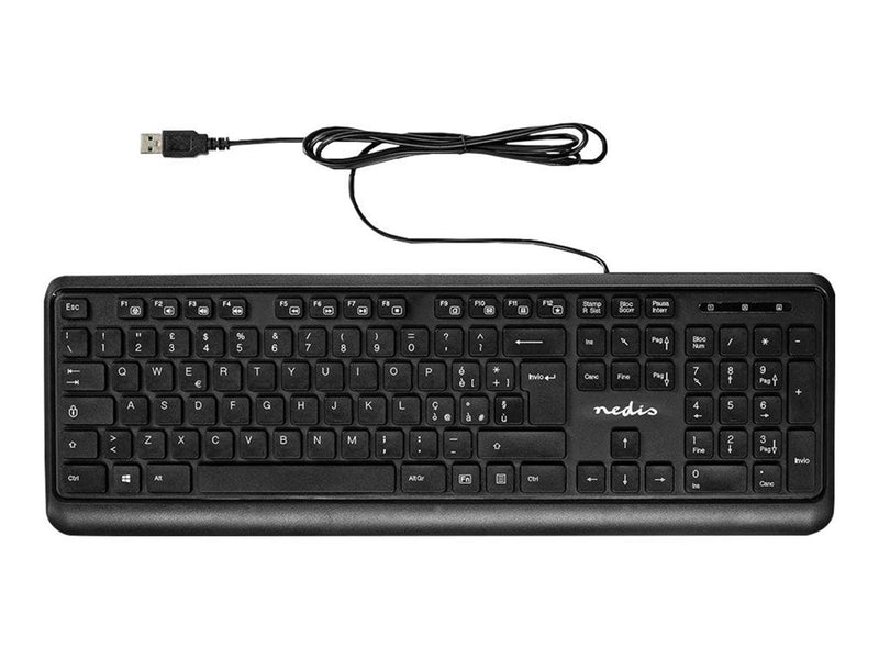Nedis - keyboard - QWERTY - Italian - black - Tastaturen - Italienisch - Schwarz